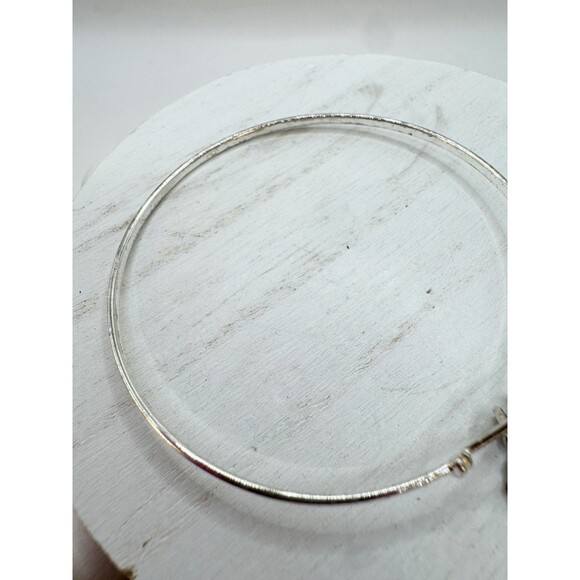 Sterling Silver Dainty Bangle Bracelet With Love And Tree Charms Hook Closure - Picture 5 of 8